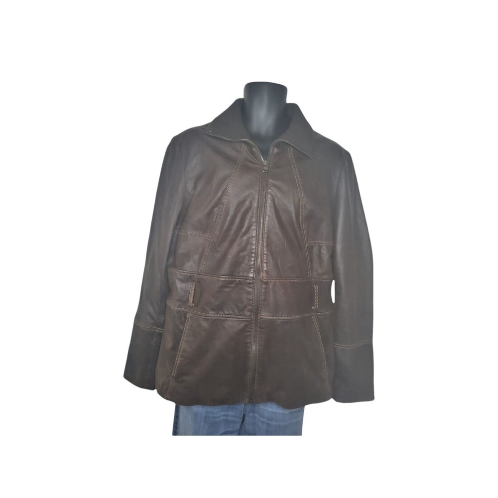 Marc New York Andrew Marc Mens XL Brown Leather Jacket Coat Winter‎ Outerwear